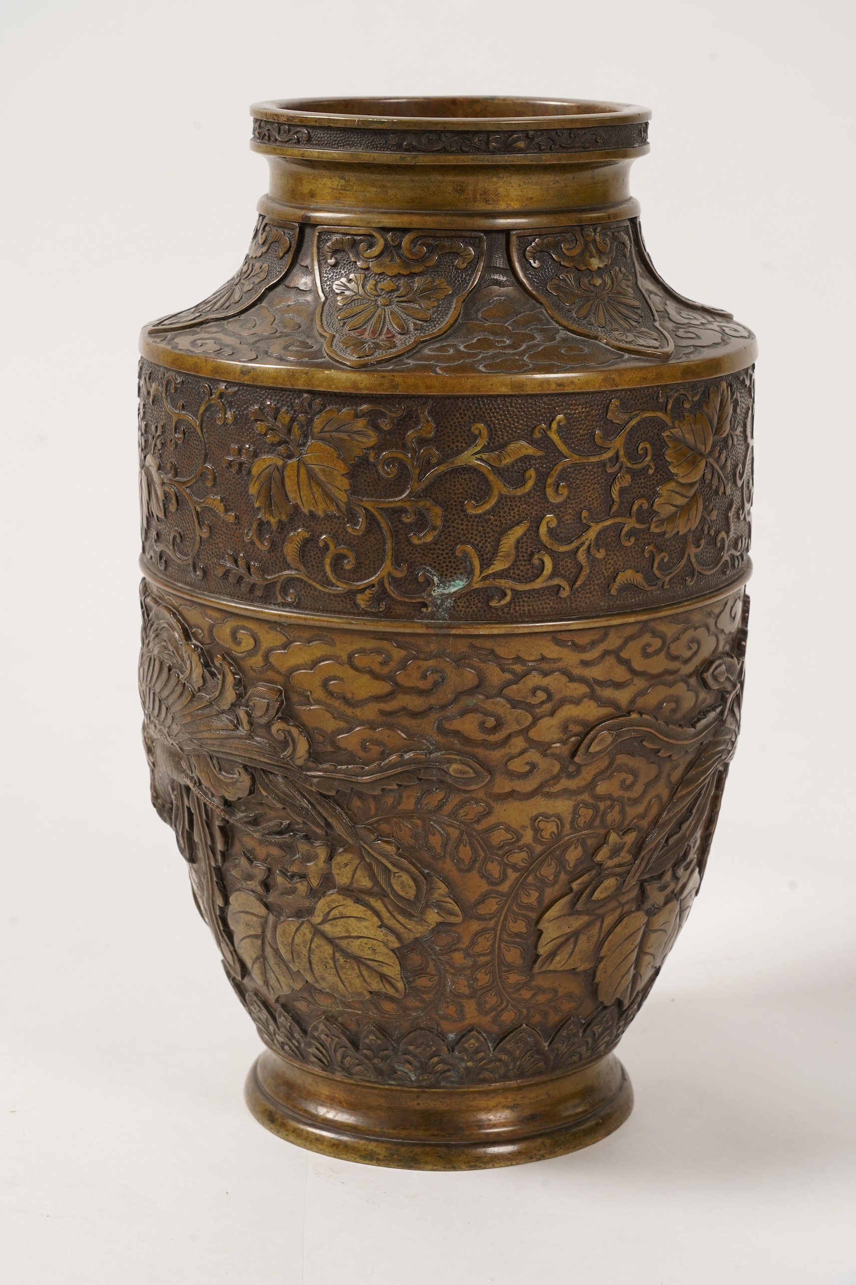 A Japanese bronze vase, late 19th century